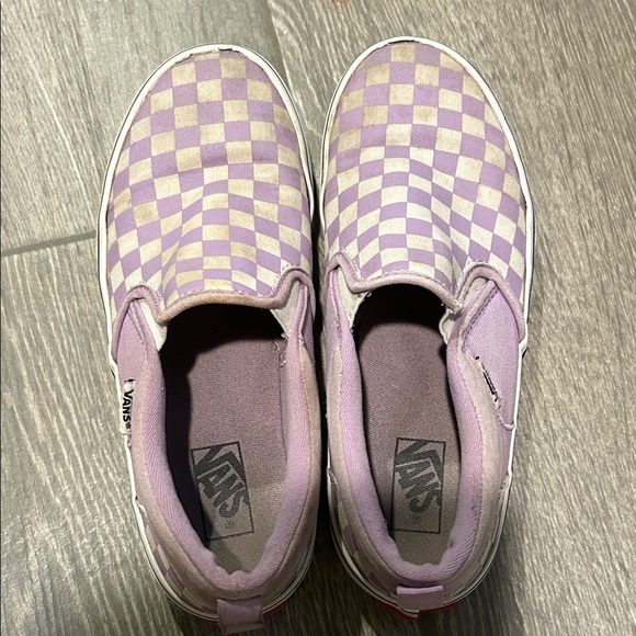 Vans Kids Lavender Checkered Slip-On Sneakers - Picture 1 of 4